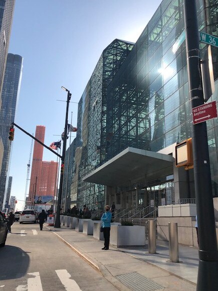 A COVID-19 vaccine site at the Javits Centre in Manhattan, near Madison Square Garden. Picture: Supplied