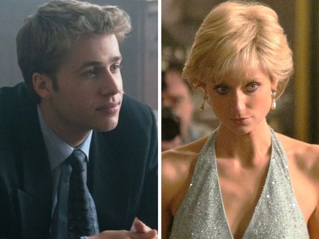 Prince William (played by Ed McVey) and Princess Diana (Elizabeth Debicki) in The Crown. Picture: Netflix