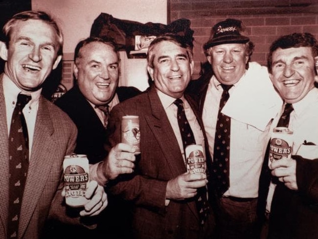 Broncos founding fathers (from left) Steve Williams, Gary Balkin, Barry Maranta and Paul Morgan with sponsor Bernie Power.