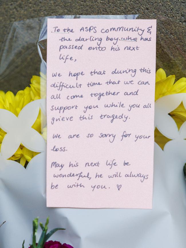 A beautiful tribute was left at the school. Picture: NewsWire / Aaron Francis