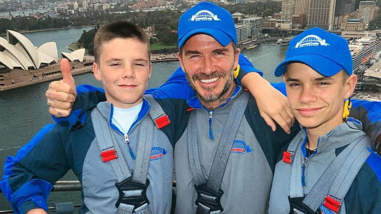 Meanwhile David shared a photo of himself and his two sons on the Sydney Harbour Bridge Climb. Picture: David Beckham/Instagram