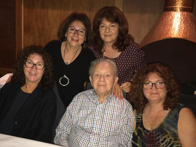 Buchenwald boy Joe Kaufman and his four daughters in Melbourne in 2020. Picture: Supplied