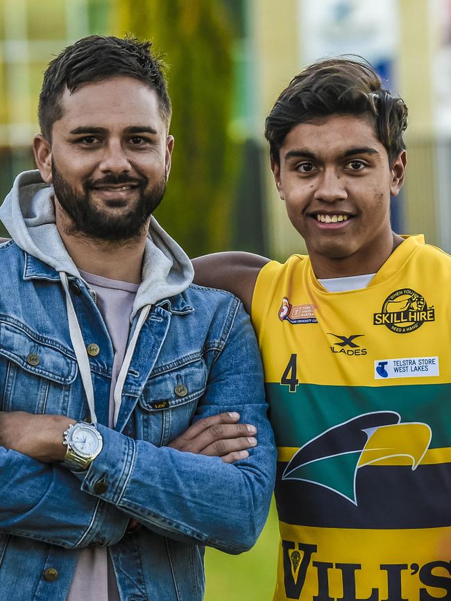 Peter Burgoyne with Trent in 2018. Picture: AAP/Roy Vandervegt