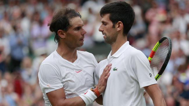 Novak Djokovic beat Rafael Nadal in a five-set epic. Pic: AP