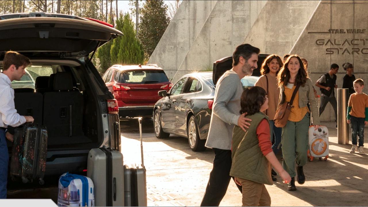 A family arriving at the hotel. Picture: Disney