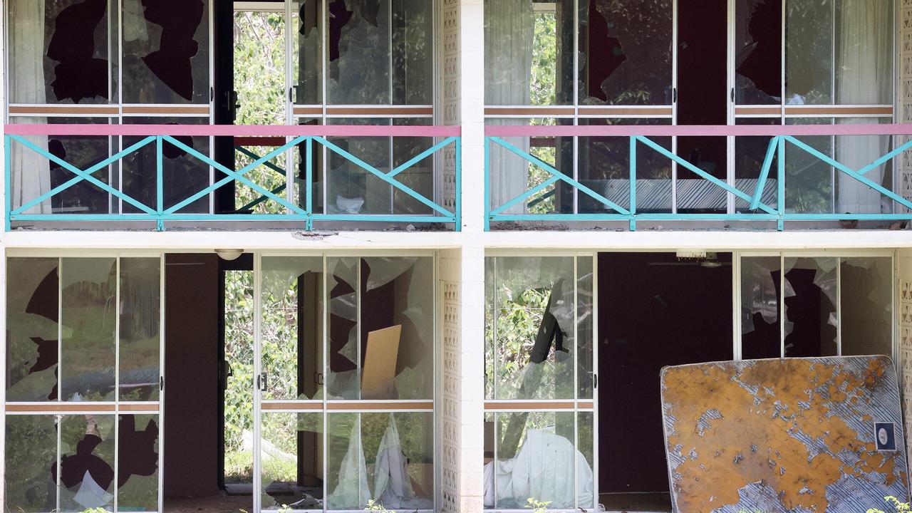 The windows on the villas at Great Keppel Island are all smashed.