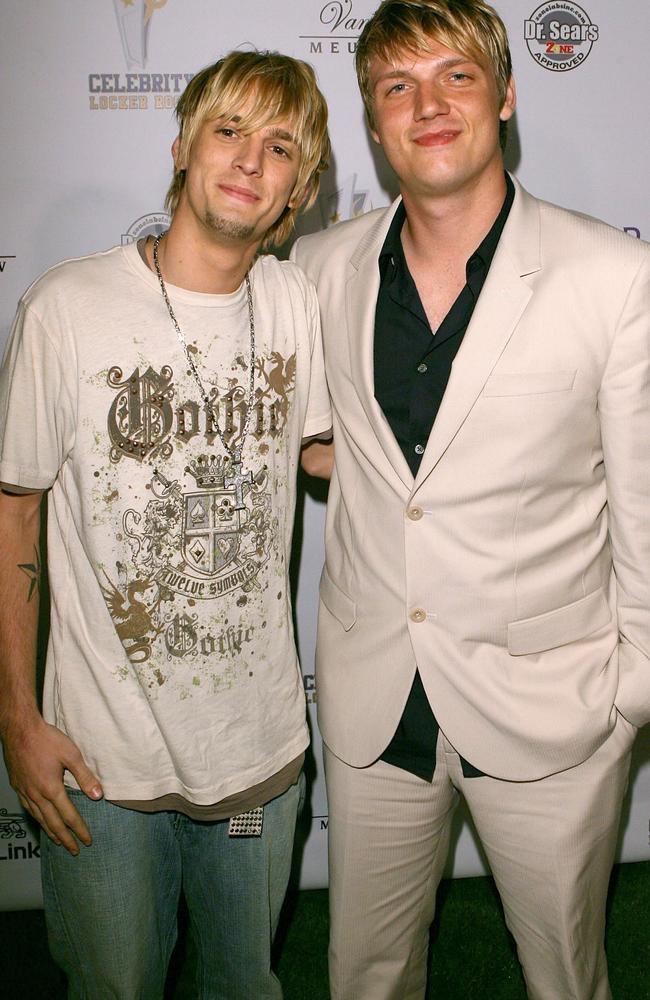 Pop star brothers Aaron and Nick were once close, photographed here in 2006. Picture: Getty.