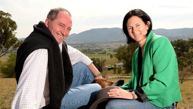 Barnaby Joyce and his wife Natalie in a photoshoot near their home after celebrating his election success in 2013. Picture: Ray Strange