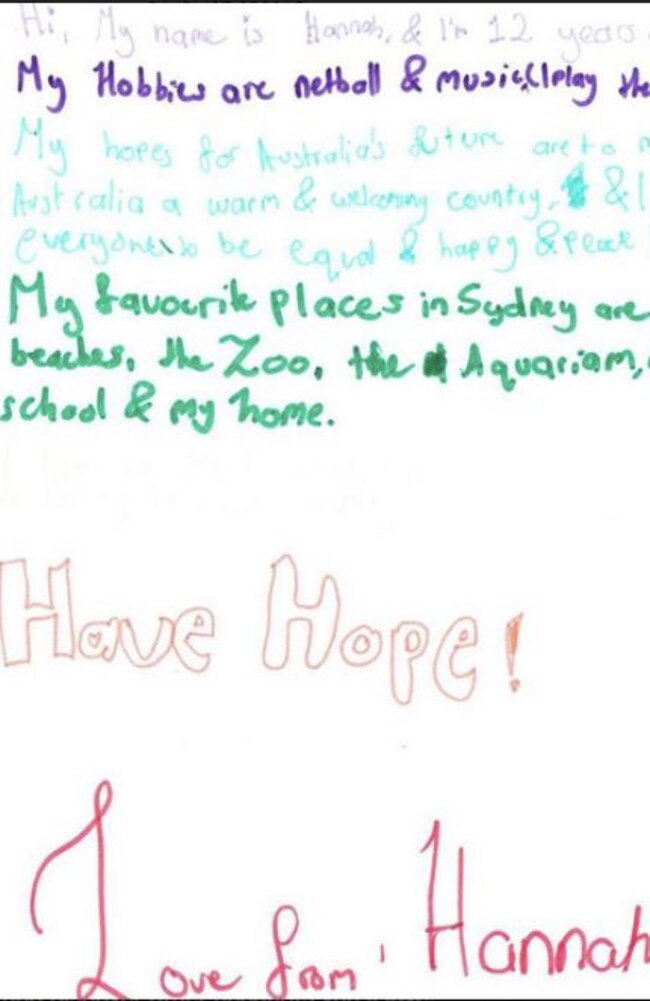 Letters from Aussie kids to Nauru. Pictures: Befriend a Child in Detention