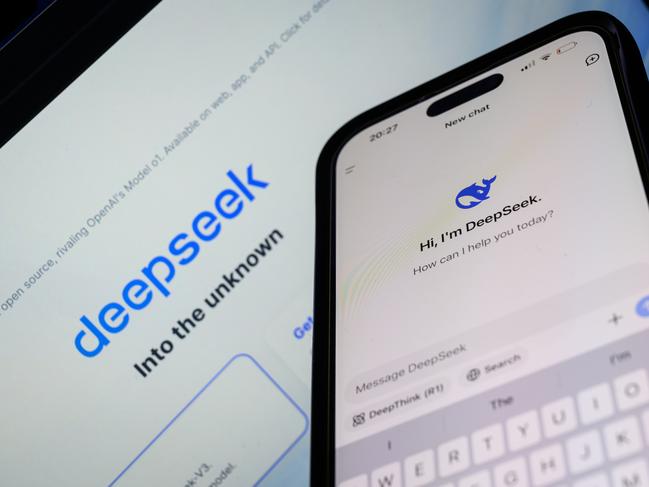 LONDON, ENGLAND - JANUARY 29: In this photo illustration, the Deepseek search page is displayed on a mobile phone in front of a laptop screen displaying the Deepseek homepage, on January 29, 2025 in London, England. This week's news that the DeepSeek Chatbot app, developed by China, was downloaded from the Apple app store significantly more times than the US-developed ChatGPT from Open AI, wiped billions off the global tech market. The advent of DeepSeek has shown there is a more viable, efficient, and cost-effective future for AI development in a shift away from the current high cost, high tech model.  (Photo by Leon Neal/Getty Images)