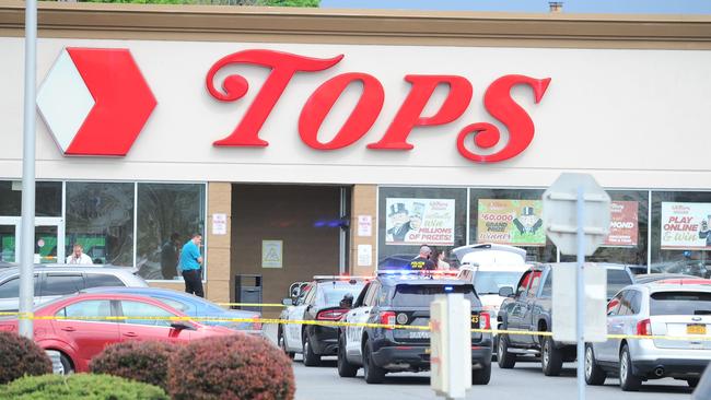 Workers have described the chaos and carnage at a Buffalo supermarket when an 18-year-old opened fire at the store in what officials called a racially-motivated mass shooting. Picture: John Normile/Getty Images/AFP
