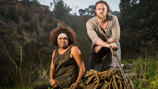 WILD: Actors Ningali Lawford-Wolf and Nathaniel Dean at Anstey Hill. Picture: TOM HUNTLEY