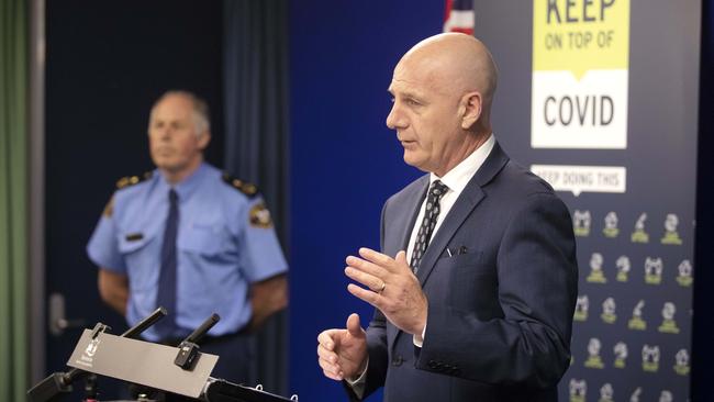 Premier Peter Gutwein and Deputy Commissioner Scott Tilyard during the coronavirus government update. at Hobart. Picture Chris Kidd