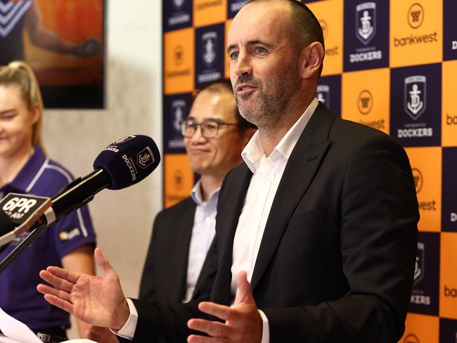 Fremantle CEO Simon Garlick looks set to stay at the Dockers. Picture: Paul Kane/AFL Photos/via Getty Images