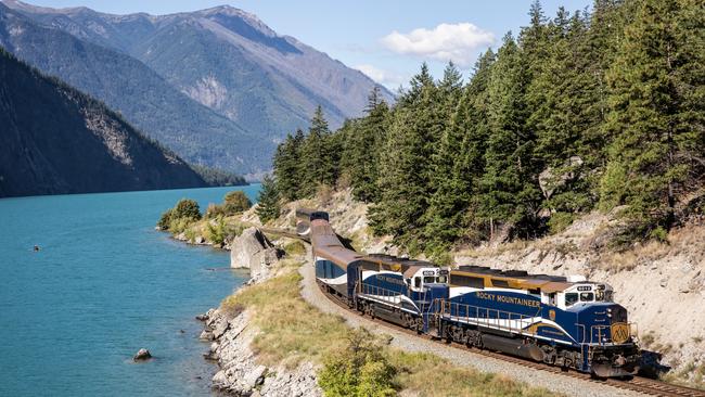 The Rocky Mountaineer scenic train rolls through the Canadian wilderness. Picture: Rocky Mountaineer