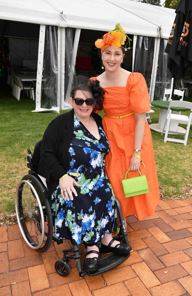 Kate Roberson and Alice Galea at Weetwood race day, Clifford Park. Picture: Patrick Woods.