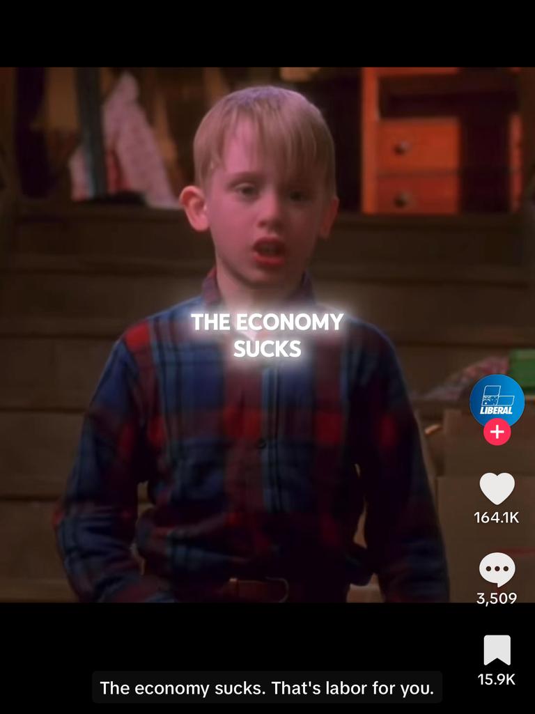 The Liberals using a clip from Home Alone to attack Labor’s economic credentials. Picture: TikTok