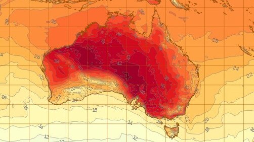 Heat wave conditions will set in on Saturday with most areas set to hit the high 30s. Picture: Australian Bureau of Meteorology.