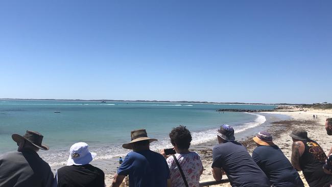 Spectators watching the event at Robe in which two people were seriously injured after two boats collided early Saturday afternoon. Picture supplied