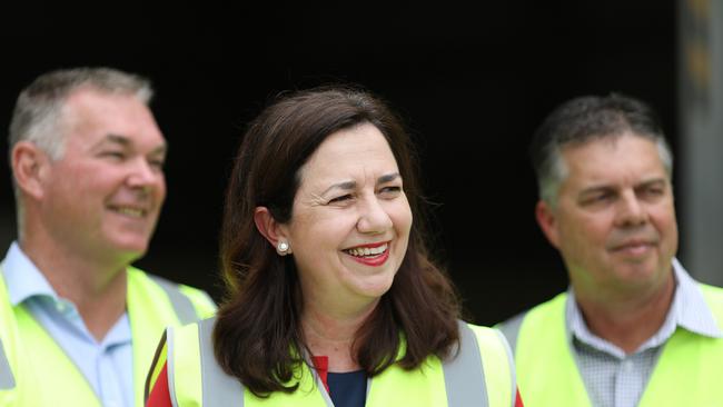 Premier Annastacia Palaszczuk in Townsville with local MPs Aaron Harper and Scott Stewart to tour RPC facility at Haughton Pipeline. Pictures: Supplied: Jack Tran/Office of the Premier