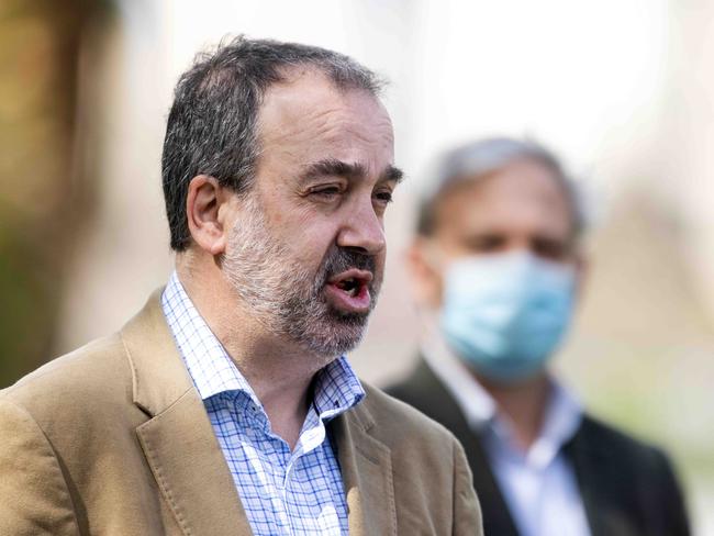 Victorian Minister for Industry Support and Recovery Martin Pakula provides a coronavirus update. Picture: NCA NewsWire/Sarah Matray