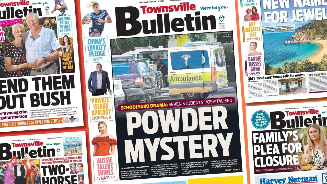 Some of the Townsville Bulletin front pages from the month of February.