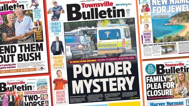 Some of the Townsville Bulletin front pages from the month of February.