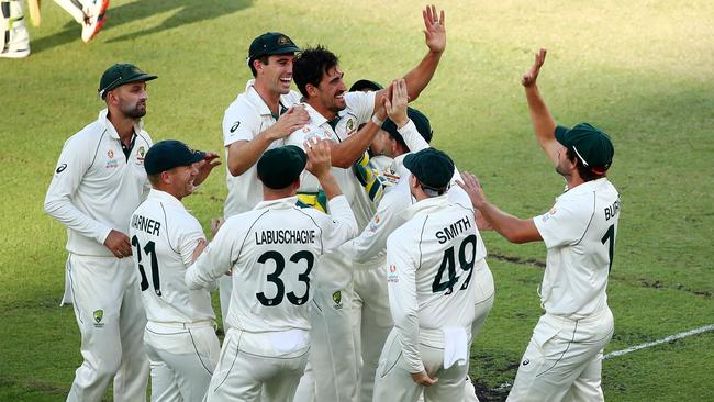 Mitchell Starc after removing Tom Latham. Picture: Getty Images