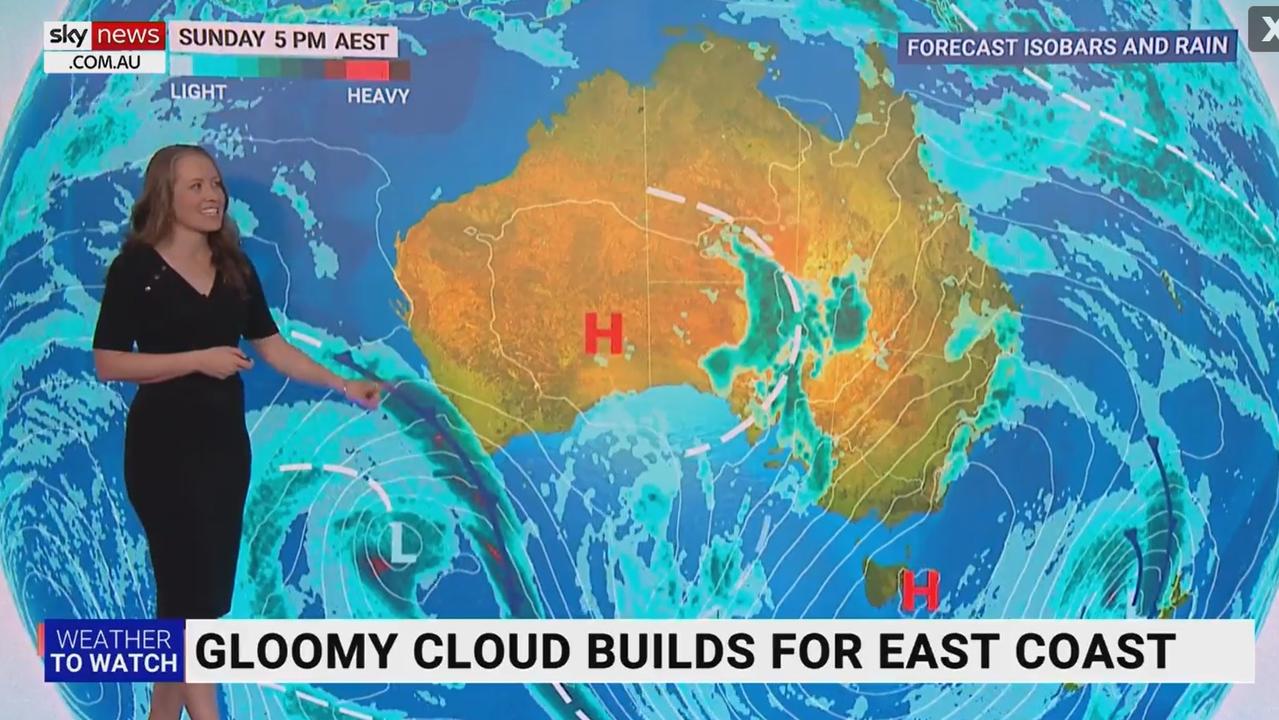 A cold front, which hits southwest WA late Sunday into Monday, will move across to the eastern states into Wednesday.