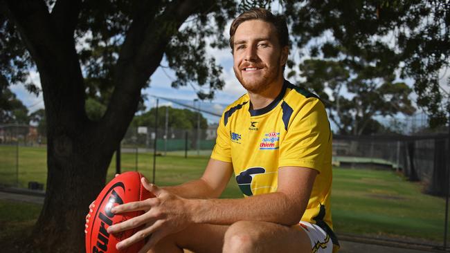 Payneham Norwood Union premiership player Pierce Seymour after signing with the Eagles. Picture: Tom Huntley