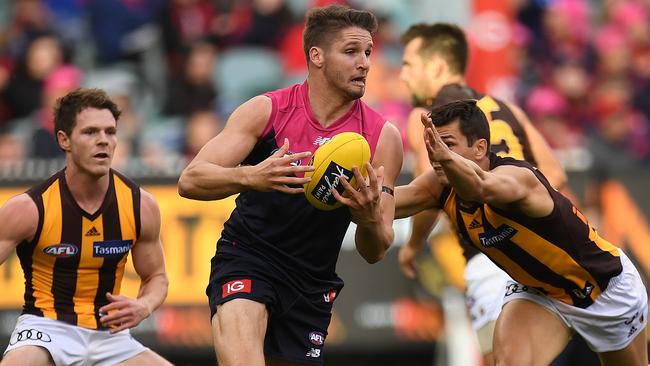 Jesse Hogan in action against Hawthorn.