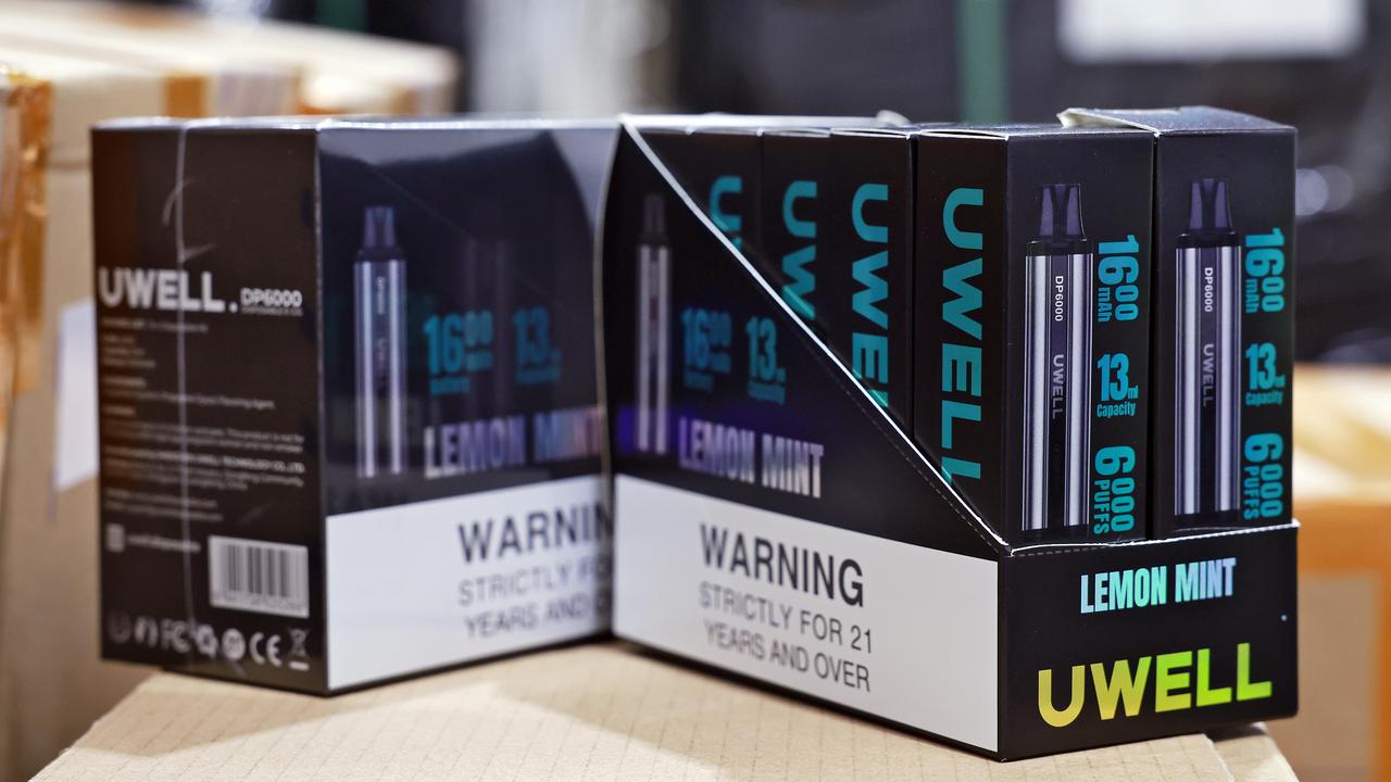 More than 3000 retail inspections were conducted by NSW Health last year, with more than 431,000 nicotine vapes and e-liquids seized. Picture: Sam Ruttyn