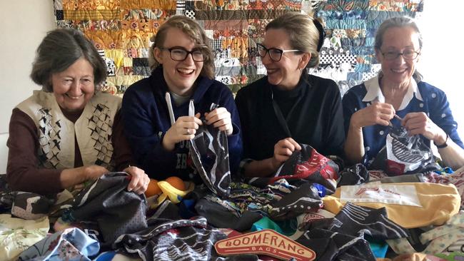 Boomerang Bag volunteers Helen Sherington, Rachel Henry, Robyn Shipton and Anne Treadwell sorted through Borrow and Bring Back Bags for residents to use when grocery shopping Picture: Louise Starkey