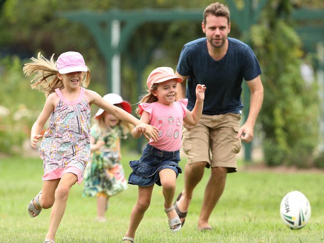 Mr Ponting said regular park visits with the kids was a great way to encourage activity. Picture: Peter Wallis