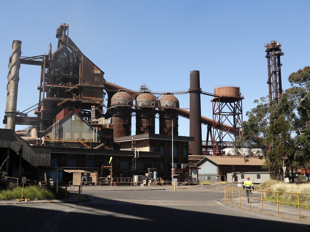 The BlueScope Steel works at Port Kembla, NSW steel. Australian steel could become subject to a “climate tariff” by the Biden administration, experts believe. Picture: Jonathan Ng