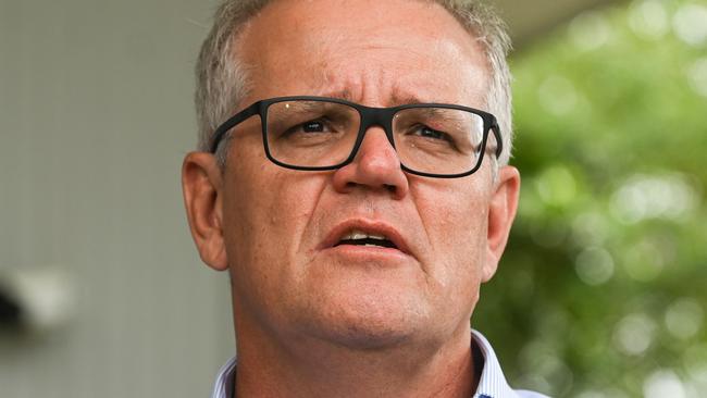 SYDNEY, AUSTRALIA - NewsWire Photos, MARCH 12, 2021: Prime Minister Scott Morrison speaks to the media during a press conference in Windsor.  Picture: NCA NewsWire / Flavio Brancaleone