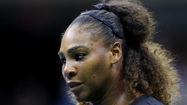 Serena Williams reacts during her Women's Singles finals match against Naomi Osaka of Japa.