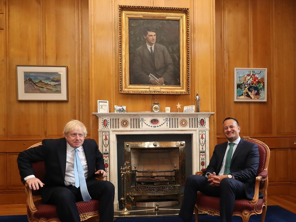 PM Johnson with the Irish Taoiseach (Prime Minister) Leo Varadkar in Dublin. What to do over the Irish border post-Brexit is a key sticking point in negotiations. Picture: Niall Carson — Pool/Getty Images.