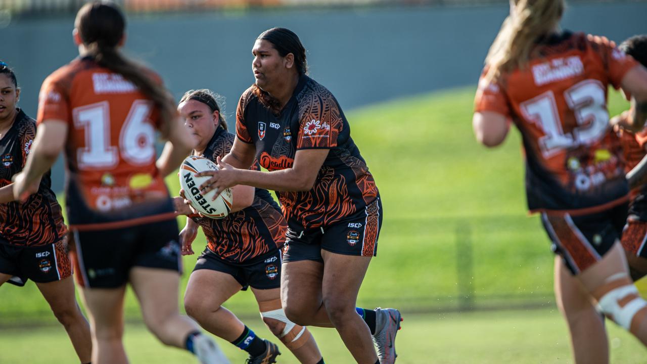 Taylah Garling at the 2024 Deadly Cup Carnival between the Indigenous All Stars and Territory All Stars. Picture: Pema Tamang Pakhrin