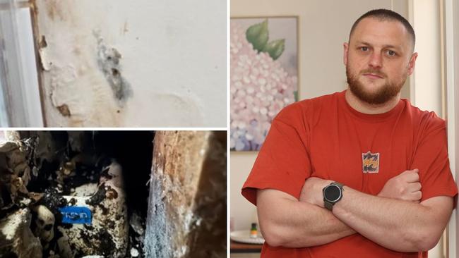 Josh Sawyer has been living in a rental property with mould growing in the bathroom.