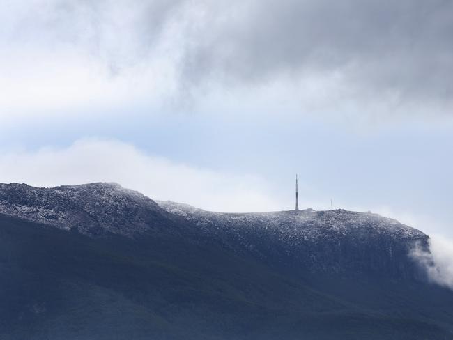 Light dusting of snow on Mount Wellington seen from Kingston. Picture: NIKKI DAVIS-JONES