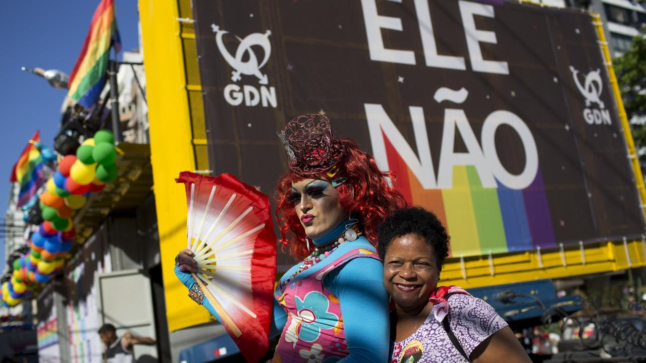 Brazil’s LGBT community joined in the #EleNão protests.