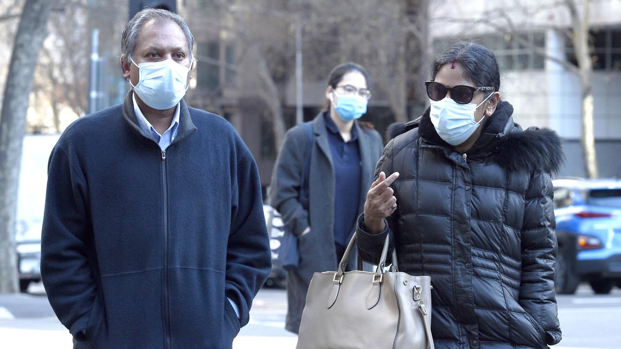 Kandasamy and Kumuthini Kannan arrive at the Melbourne Supreme Court in 2021 after being found guilty of keeping a woman as a slave. Picture: NCA NewsWire / Andrew Henshaw