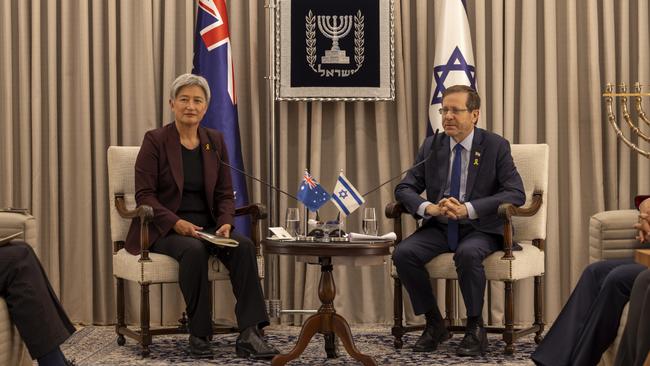 Foreign Minister Penny Wong with the President of Israel, Isaac Herzog, in Jerusalem last January. Picture: DFAT