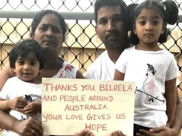 Tamil asylum seekers Nadesalingnam, wife Priya, and their Australian-born daughters Dharuniga and Kopiga.