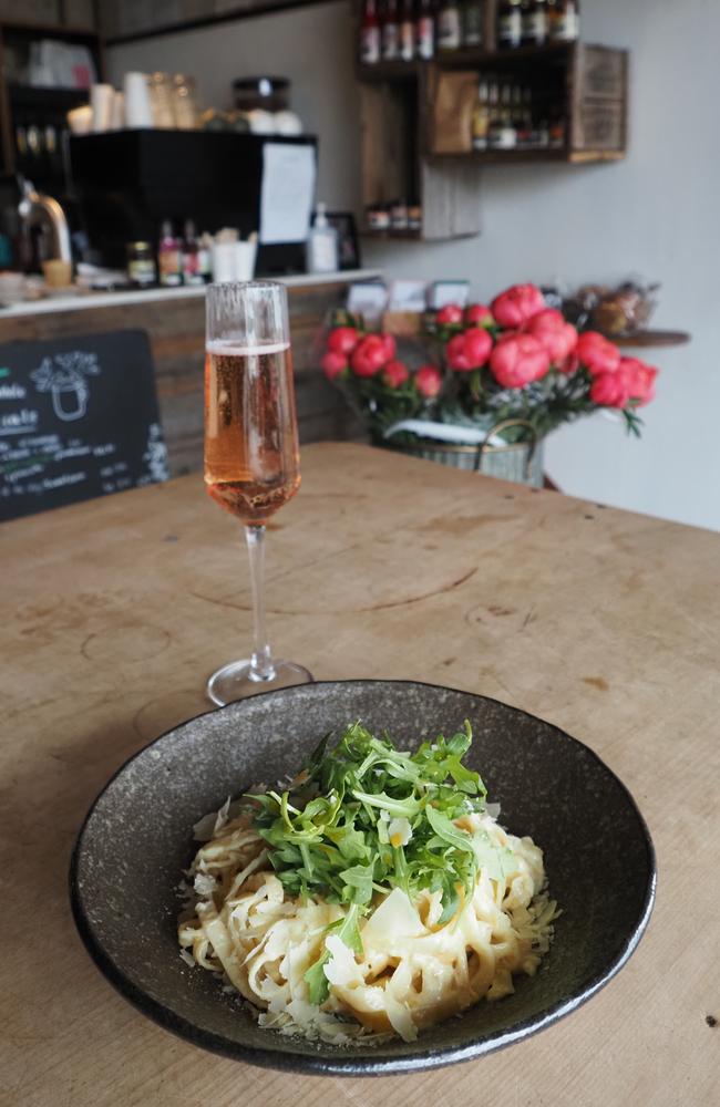 Pigeon Hole's preserved lemon linguine with bubbles for TasWeekend Indulge. Picture SUPPLIED