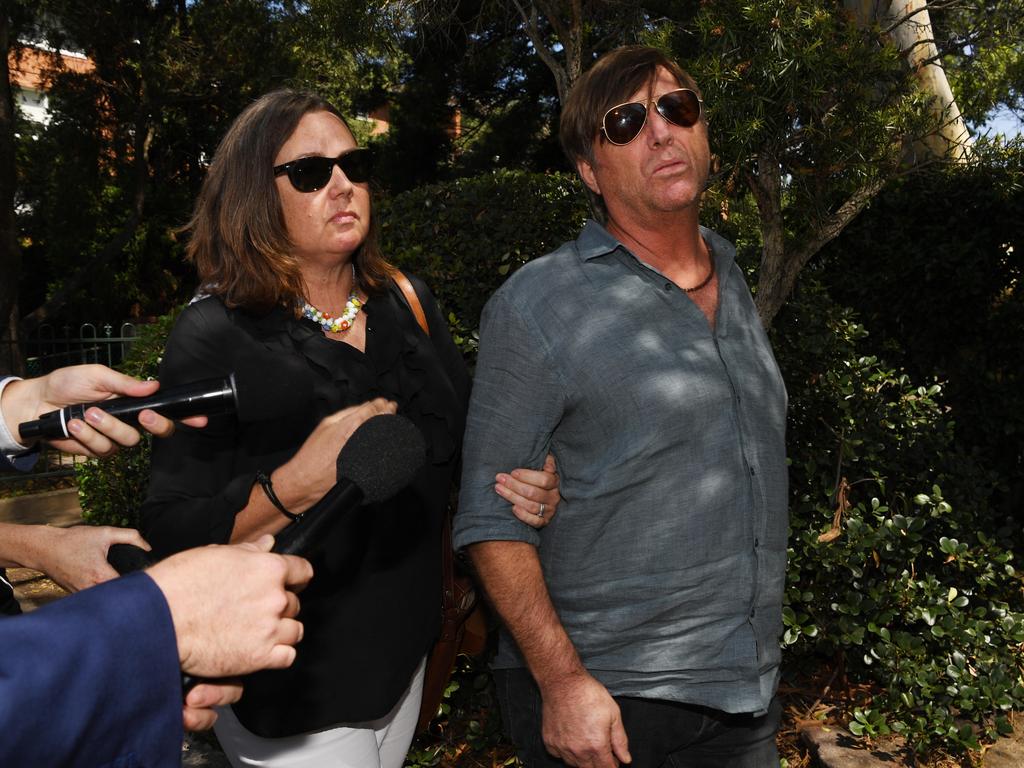 The alleged victim Marjorie Welsh’s daughter and son-in-law, Graham Green, leave court after a bail hearing in January. Picture: Tracey Nearmy
