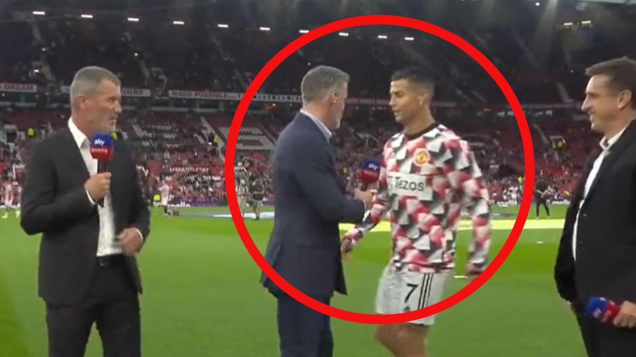 Epl 2022 Cristiano Ronaldo Snubs Jamie Carragher In Awkward Live Tv Moment Manchester United 