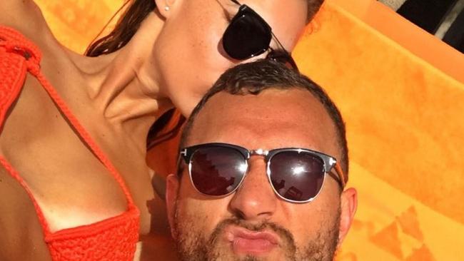 Australian model Laura Dundovic wishes boyfriend, rugby player Quade Cooper, happy birthday via Instagram.