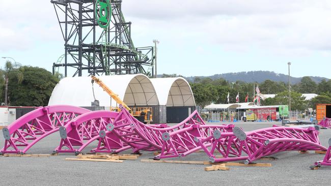 There is a new rollercoaster under construction at Movie World. Picture: Richard Gosling